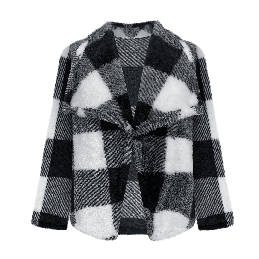 Damen Kuschelige Jacke im karierter Design R&B