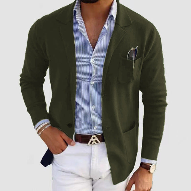 Herren sportlicher Strickblazer mit feiner Struktur und praktischen Taschen R&B