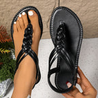 Damen Geflochtene Zehentrenner-Sandalen mit rutschfester Sohle R&B