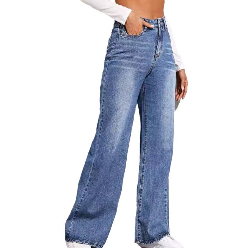 Damen weit geschnittene High-Waist Jeans im casual Look R&B