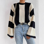 Damen Wabenstrick Pullover mit weiten Ärmeln R&B