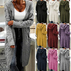 Damen Strickjacke im lässigen Langschnitt mit Zopfmuster und praktischen Taschen