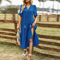 Damen Midikleid mit fransigen Akzenten und Button-Down-Verschluss R&B