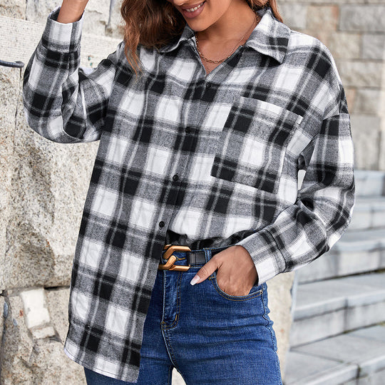 Damen Oversized Karobluse mit modernen Details R&B