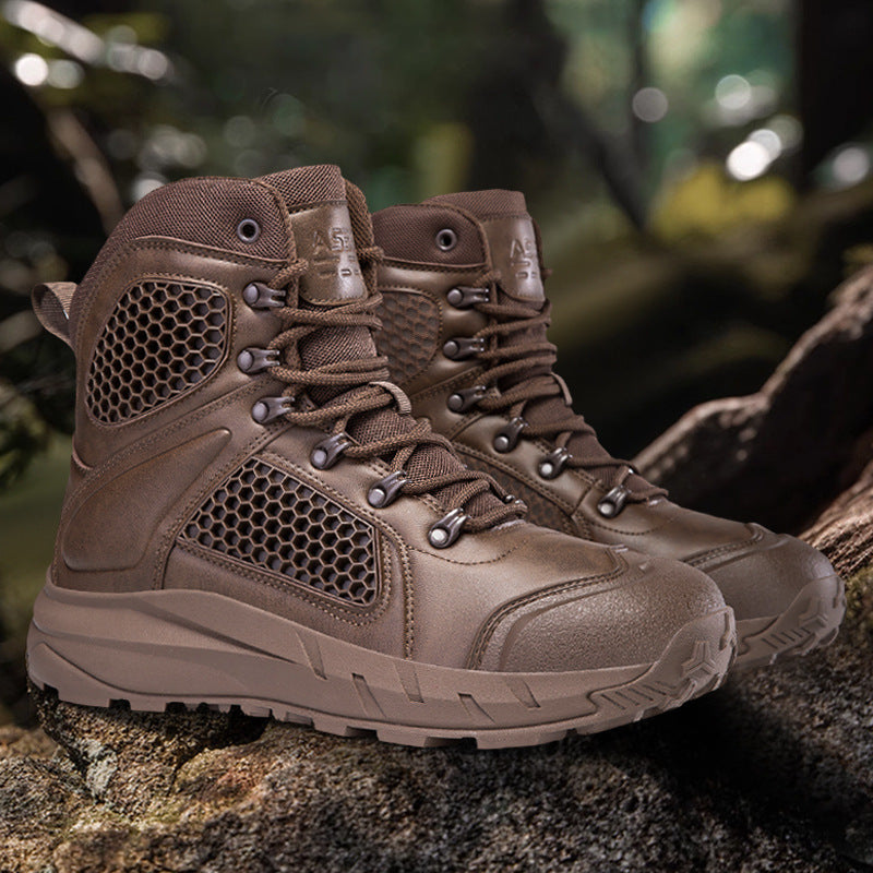 Damen robuste Outdoor-Schnürstiefel mit rutschfester Sohle und atmungsaktivem Obermaterial