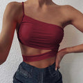 Damen asymmetrisches Crop-Top mit elegantem Wickeldesign R&B