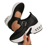 Damen Riemensandalen mit atmungsaktivem Netzoberteil und komfortablem Blockabsatz R&B