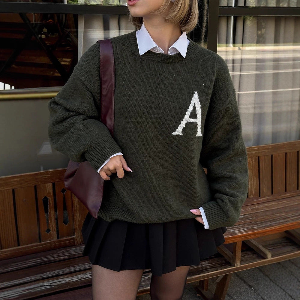 Damen lässiger Pullover mit einzigartigem Monogramm R&B