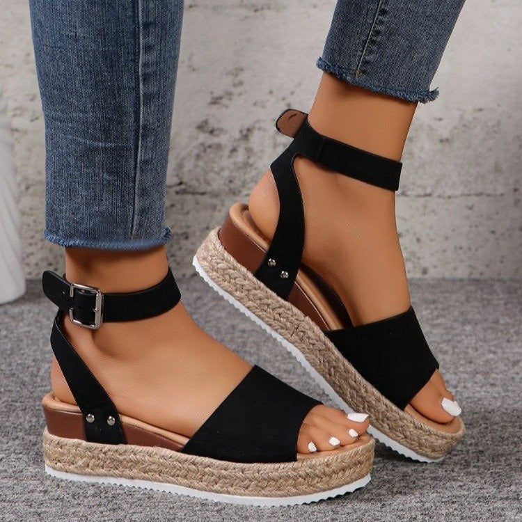 Damen Wedge-Sandaletten mit elegantem Riemen-Design und komfortablem Fußbett R&B