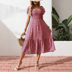 Damen Off-Shoulder Maxikleid mit floralen Mustern und elastischem Oberteil R&B