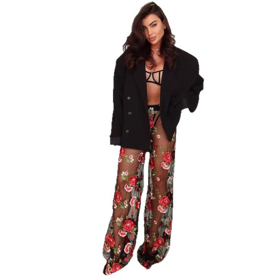 Damen Elegante Blazerjacke mit floralem Hosenanzug R&B