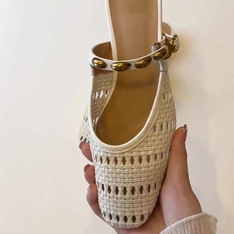Damen Elegante und atmungsaktive Pantoletten mit modischem Riemchen-Design R&B