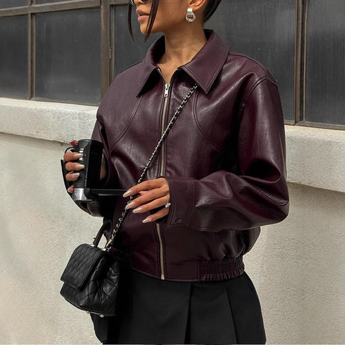 Damen Kunstlederjacke im modischen Schnitt mit elastischem Bund R&B