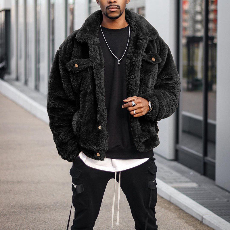 Herren Modische Teddyjacke mit verschließbaren Taschen und hoher Wärmeisolierung R&B