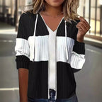 Damen lässige Strickjacke mit Reißverschluss und Zip-Hood R&B