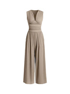 Damen Jumpsuit Palazzo Bein mit Taille