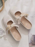 Damen Kuschelige Mules mit dekorativer Schleife und rutschfester Sohle R&B
