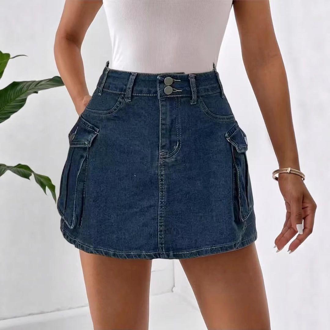 Damen Denim-Minirock mit aufgesetzten Taschen und modernen Details R&B