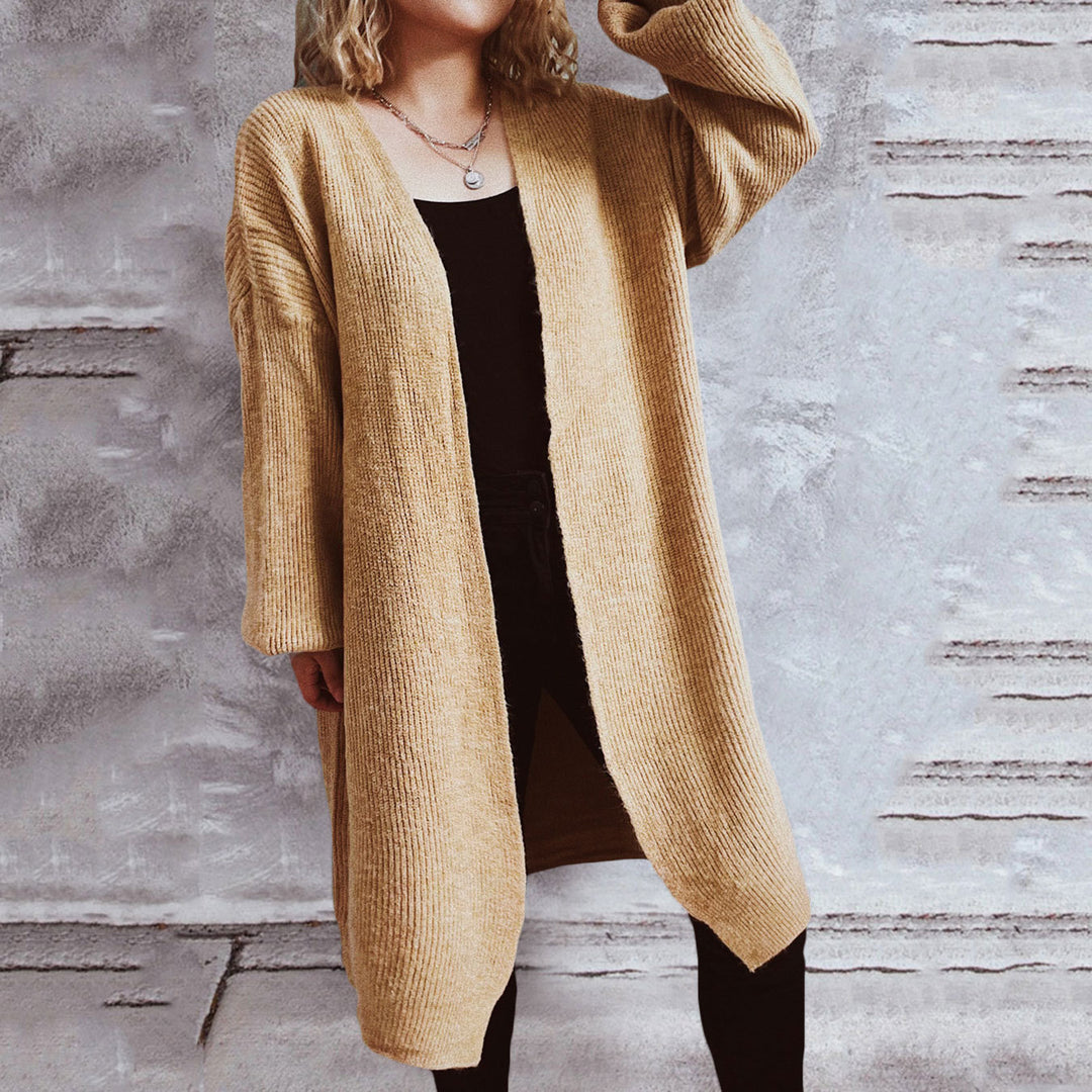 Damen lässiger Strickcardigan mit lässigen Oversize-Ärmeln und offenem Schnitt R&B