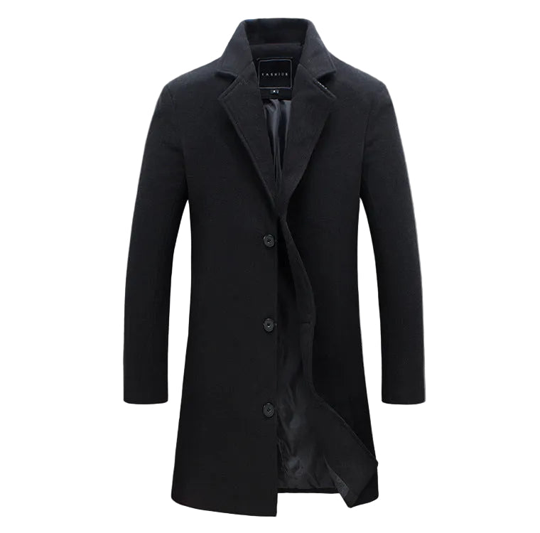 Herren eleganter Wollmantel mit klassischem Schnitt und praktischen Taschen R&B