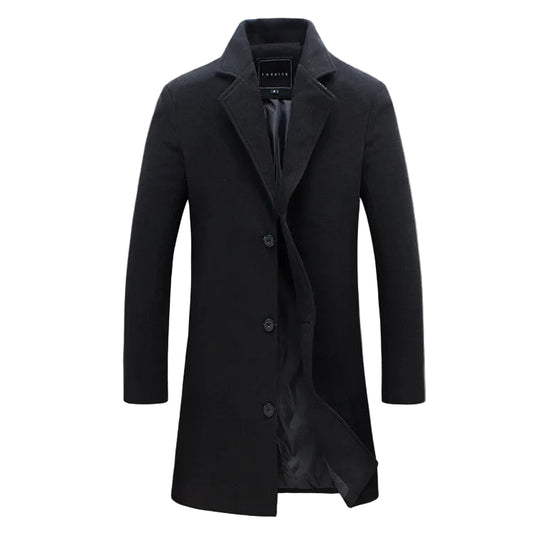 Herren eleganter Wollmantel mit klassischem Schnitt und praktischen Taschen R&B