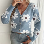 Damen Modischer Cardigan mit floralen Applikationen