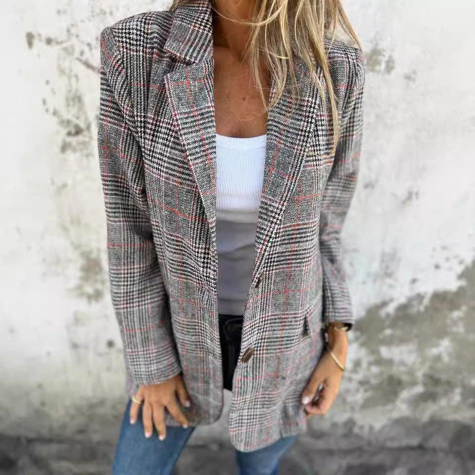 Damen Karierter Blazer Damen