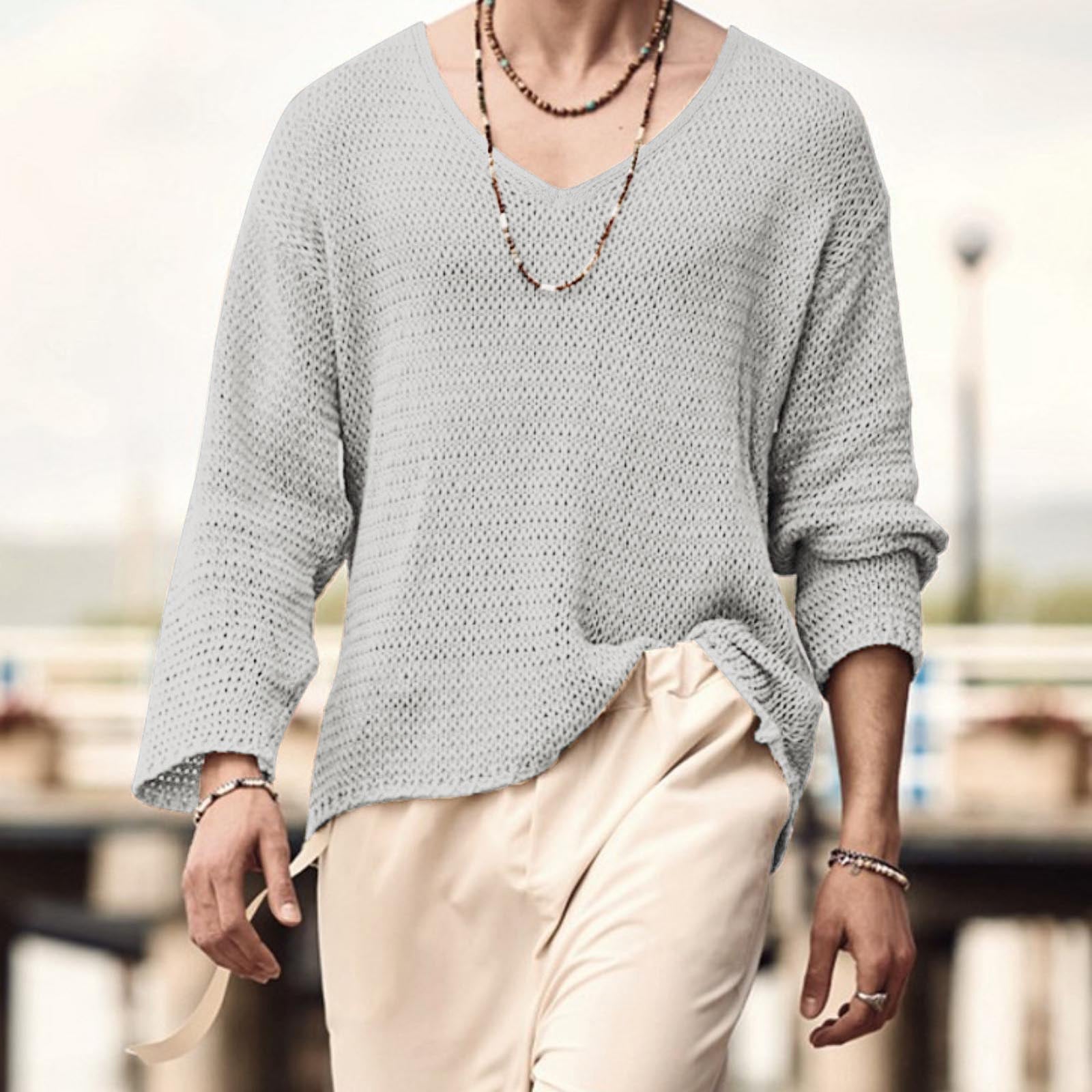 Herren nan strukturiertes Waffelstrick-Langarmshirt mit V-Ausschnitt und wärmendem Thermoeffekt R&B