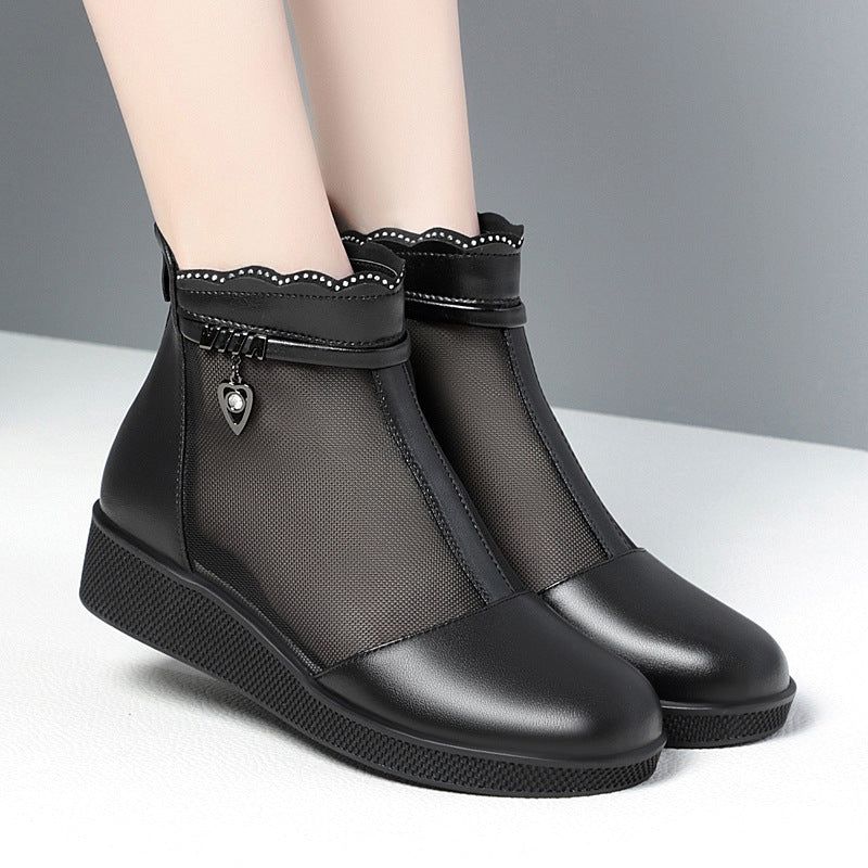 Damen Stiefeletten mit transparentem Mesh-Einsatz und modischem Schmuckdetail R&B