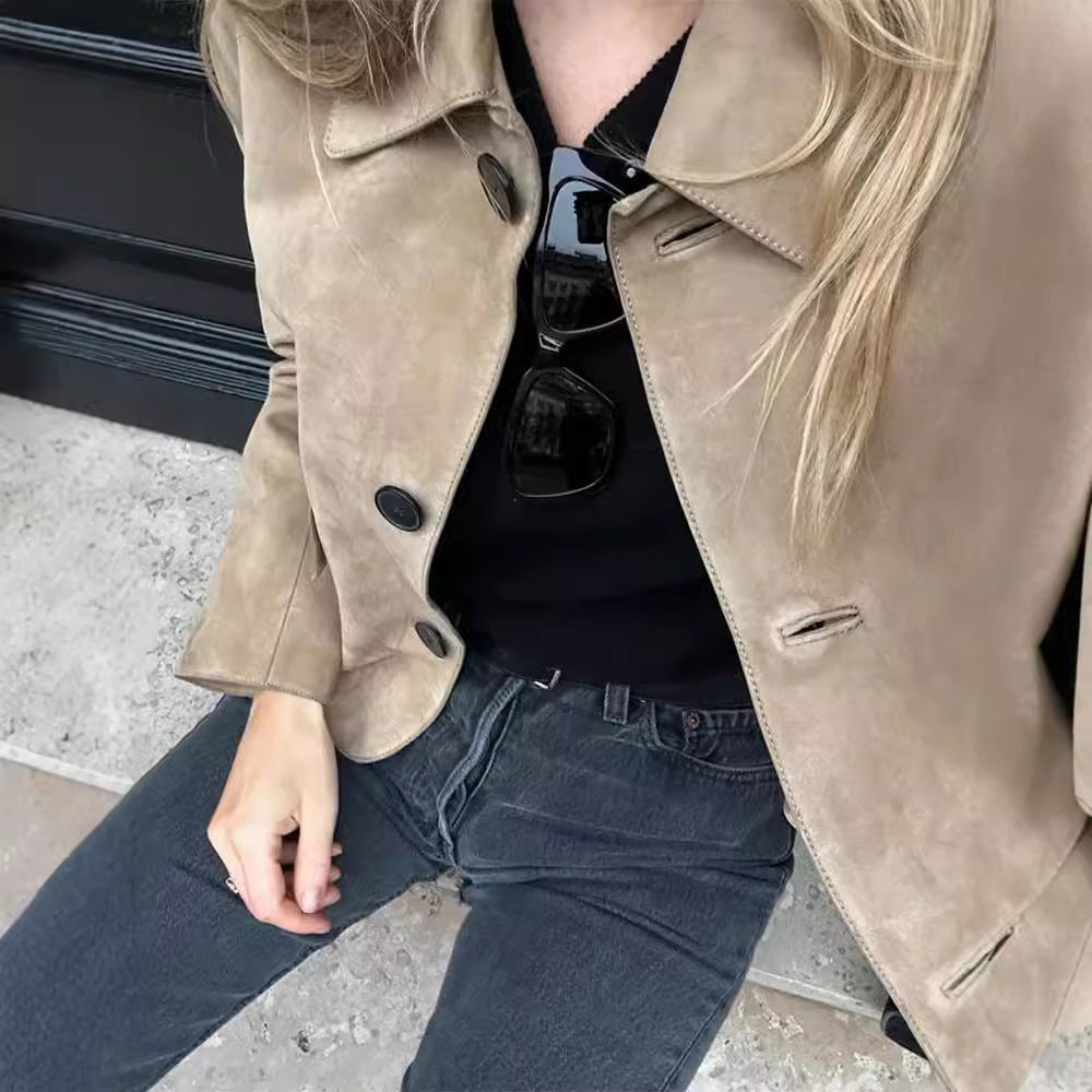 Damen Kunstleder Jacke mit strukturiertem Design R&B