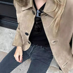 Damen Kunstleder Jacke mit strukturiertem Design R&B