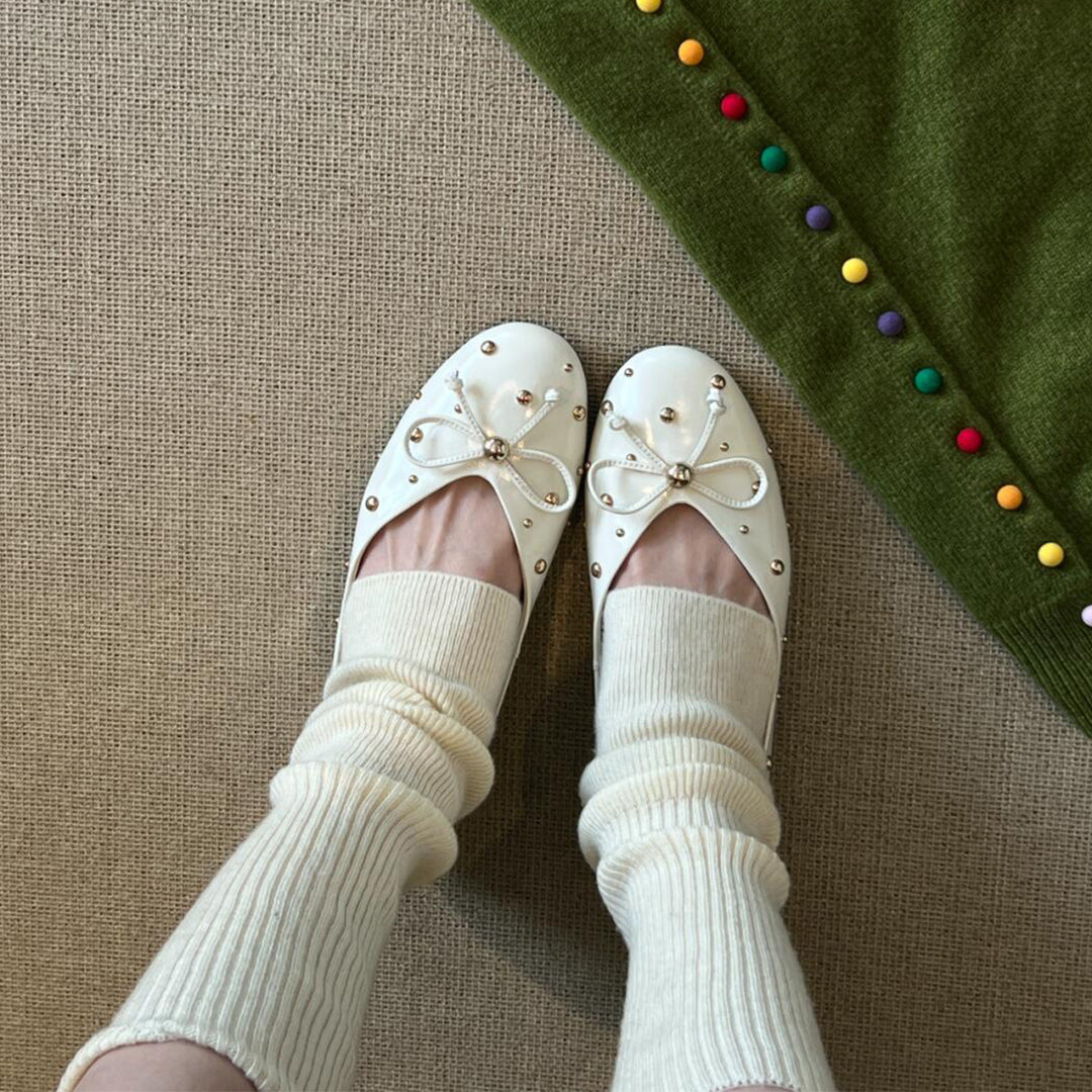 Damen Ballerinas mit modischem Schleifendesign und dekorativem Perlenbesatz R&B