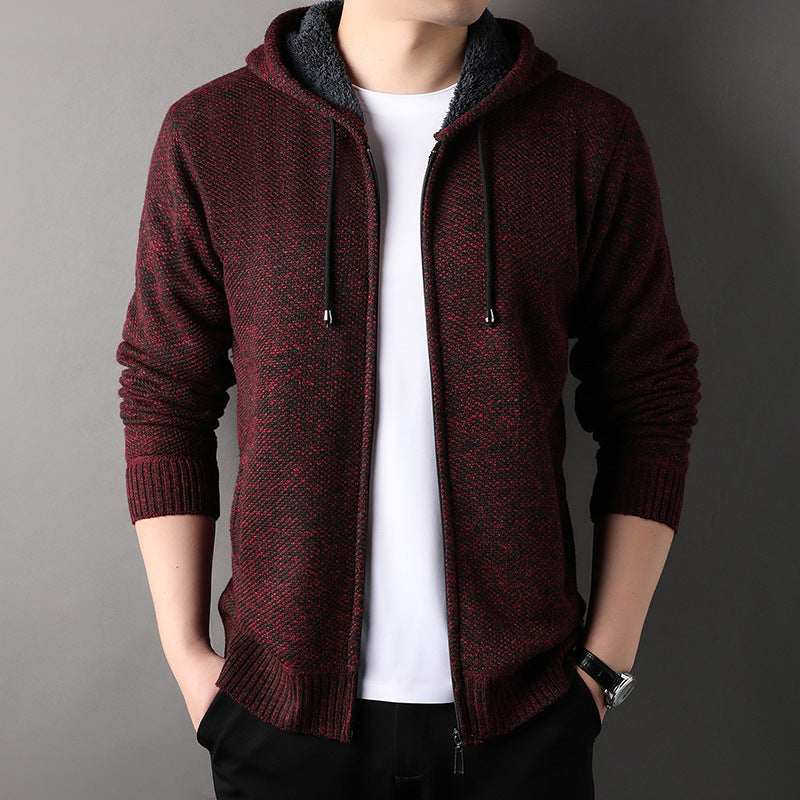 Herren modische Strickjacke mit Kapuze und weich gefüttertem Innenfutter R&B