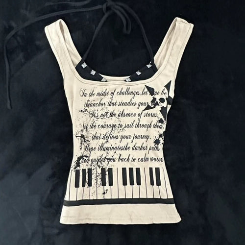 Damen musikalisches Graphic-Tanktop mit einzigartigem Schnitt R&B