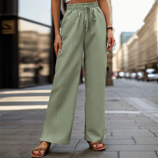 Damen Elegante und bequeme weite Hose mit elastischem Bund und Kordelzug R&B