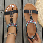 Damen modische Zehentrenner-Sandalen mit glitzernden Akzenten und elastischem Fersenriemen