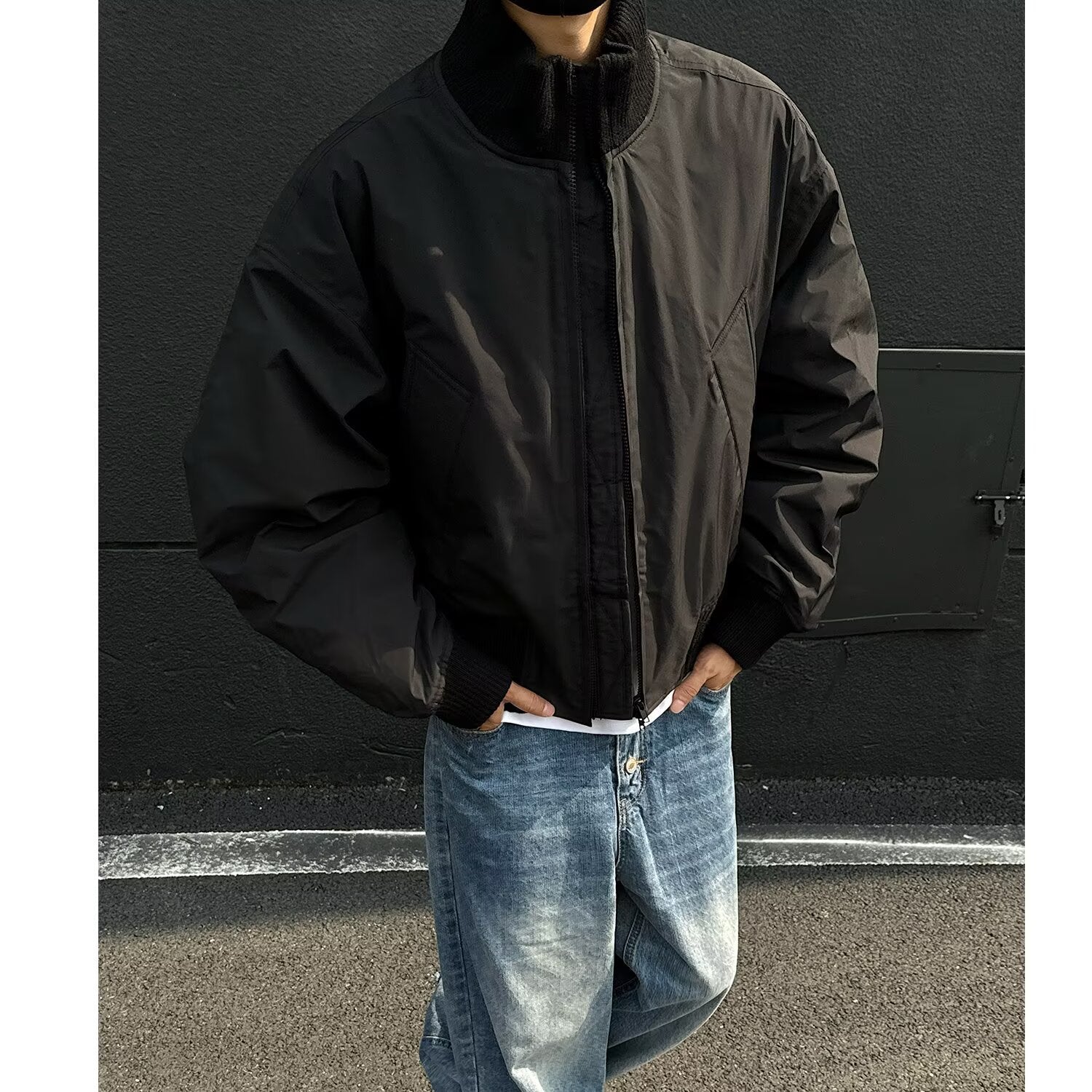 Herren stylische Bomberjacke mit elastischen Bündchen und weichem Innenfutter