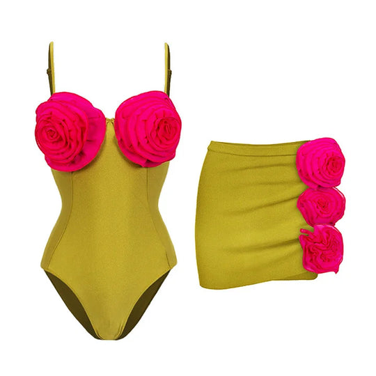 Damen Bikiniset mit floralem Rüschendesign R&B