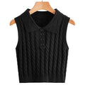 Damen Stricktop mit Kragen und Knopfdetails