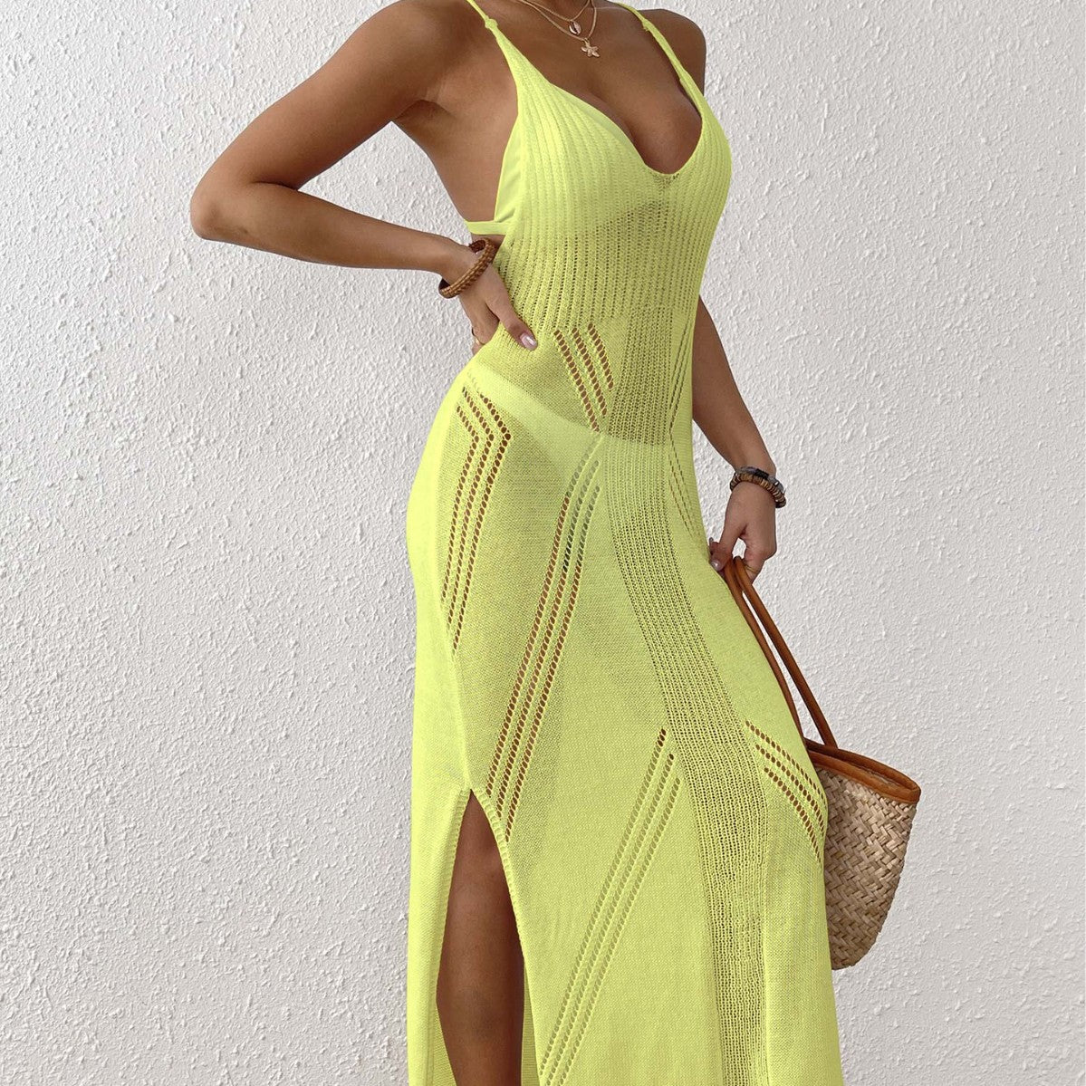 Damen Maxikleid mit raffiniertem Netzdesign R&B
