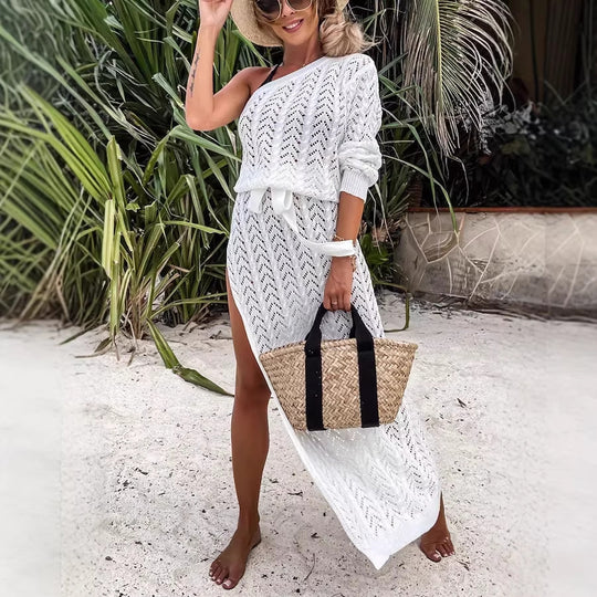 Damen Sommerliches Maxi-Kleid mit asymmetrischem Schnitt und lässigem Bindegürtel R&B