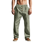 Herren nan Relaxhose im Leinenlook mit dekorativer Knopfleiste und Tunnelzugbund R&B