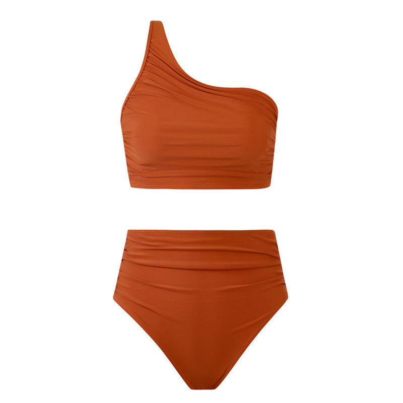 Damen Bikini-Set mit elegantem asymmetrischen Oberteil und hohem Taillenslip R&B