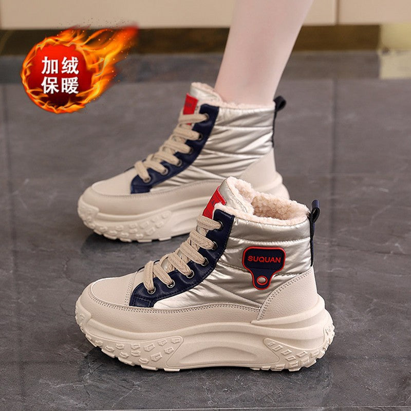 Damen modische High-Top Sneaker mit warmem Futter und rutschfester Sohle R&B
