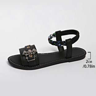 Damen modische Sandalen mit verstellbarem Riemchen und auffälligem Dekorelement R&B
