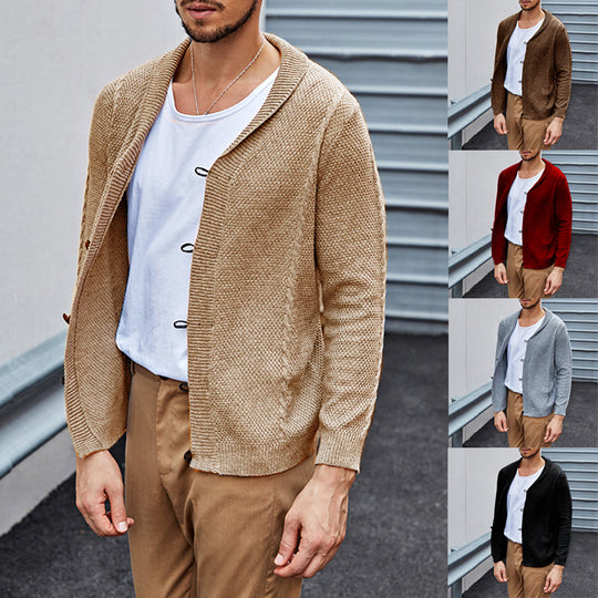 Herren lässiger Strickcardigan mit raffinierter Struktur und offenem Schnitt R&B