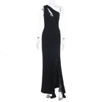 Damen Elegantes Maxikleid mit asymmetrischem Schnitt und Raffung R&B