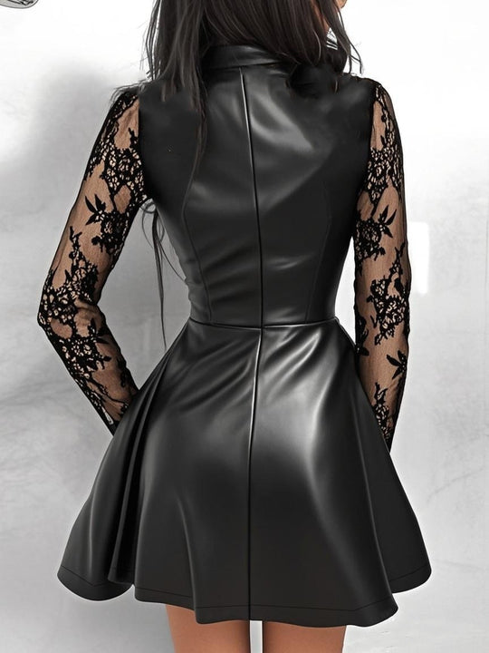 Damen Elegantes Kleid mit Spitzenärmeln und tailliertem Schnitt R&B