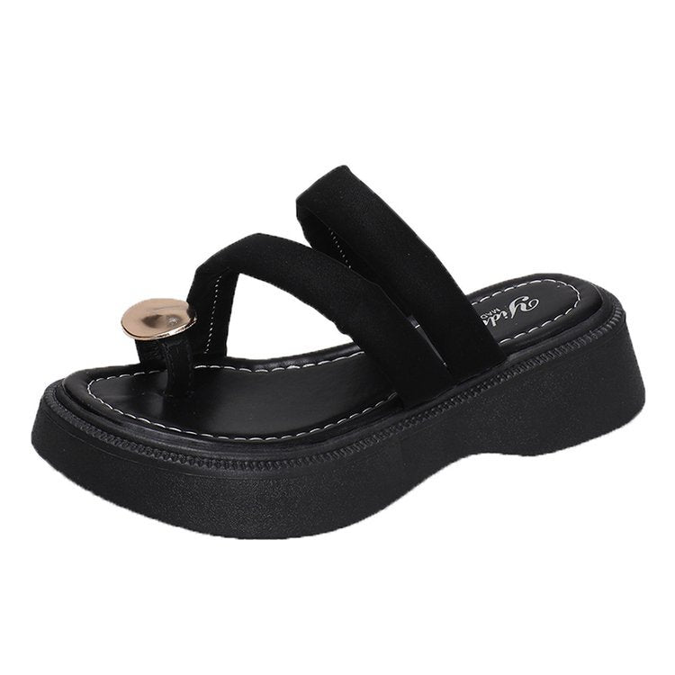 Damen modische Plateau-Sandalen mit elegantem Riemen und dekorativer Schnalle R&B