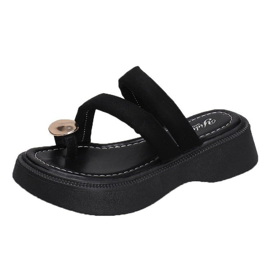 Damen modische Plateau-Sandalen mit elegantem Riemen und dekorativer Schnalle R&B